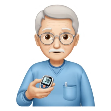 old age person with diabetes with glucose meter in his hand,sideways photo sticker