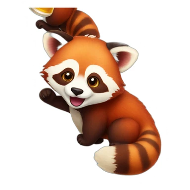 red panda drinks beer sticker