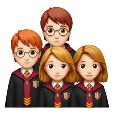 harry potter, ronald weasley and hermione granger in gryfinndor uniform sticker