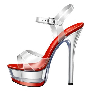 ultra realistic platform clear translucent high heel sandals,  Transparent clear bottoms sticker