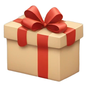 hands and in hands a beige gift box with a bow sticker