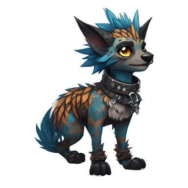 cool edgy fantasy animal fursona creature by griffsnuff & LiLaiRa & Falvie with badass colors with patterns and a spiked collar full body sticker