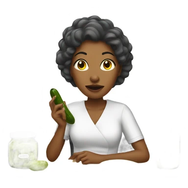 Woman at the salon eating a pickle  sticker