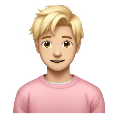 Cute Anime blonde hair Boy, pink pastel sweater  sticker