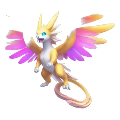 Celestial Godly Crystallic Colorful Vibrant Colors Flying Advanced Fakémon-Legendary-Pokémon-Creature Full Body sticker