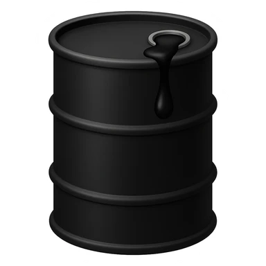 Сгенерируй мне в стиле эмоджи эпл черную бочку из верхней затычки (открывашки) немного вытекает нефть sticker