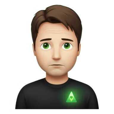 Mulder from the x-files looking very very worried (not trusting anyone today) while wearing a dark t-shirt with no markings. A green beam of light from a UFO illuminates him sticker