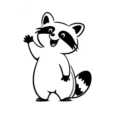 raccoon laughing hard and waving sticker