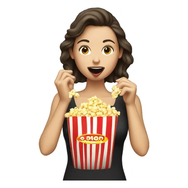 White brunette woman putting popcorn in her mouth sticker