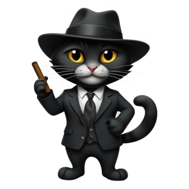 Black cat gangster sticker