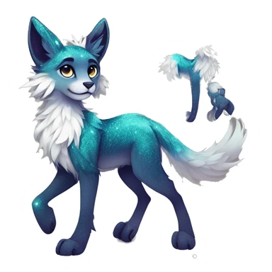 Cool cute Kawaii edgy fantasy animal sparkle fursona Fionbri by griffsnuff & LiLaiRa & Falvie full body sticker