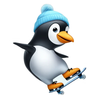 Penguin ice skating sticker