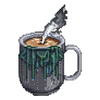 Pixel art coffee mug with steam sticker