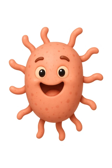 EMOJI STILE IPHONE DI 6 
BATTERI INTESTINALI ROSA SALMONE FELICI CHE FLUTTUANO IN ARIA, IPERREALISTICO 4K sticker