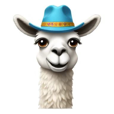 Llama with a hat sticker