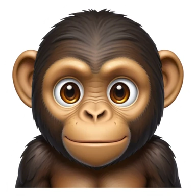 Cinematic Noble Chimpanzee Portrait Emoji, Poised and wise, with a lean, agile build adorned with textured fur and deep, thoughtful eyes, Simplified yet sharp and sophisticated features, highly detailed, glowing with a soft, contemplative glow, high shine, intelligent and vigilant, stylized with an air of primate regality, focused and attentive, soft glowing outline, capturing the essence of a watchful guardian that feels as though it could step out of the screen with effortless authority! sticker