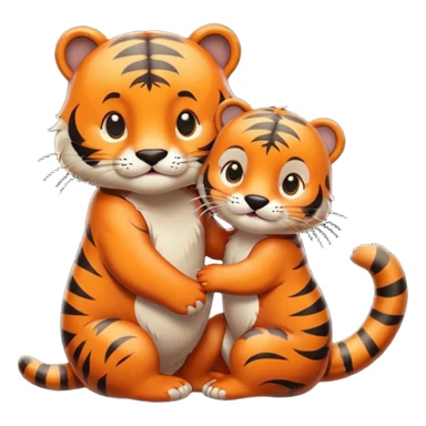 tiger and little otter in love sticker