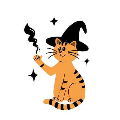 orange cat casting a magic spell with paw raised sticker
