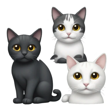 two cats: one that is dark grey and white, and one that is black sticker