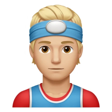 blonde male athelete with headband sticker
