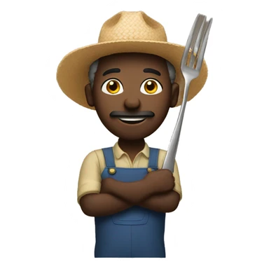 a black farmer with long fork sticker