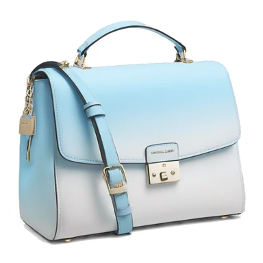 Realistic pastel sky blue to white ombre michael kors satchel purse. sticker