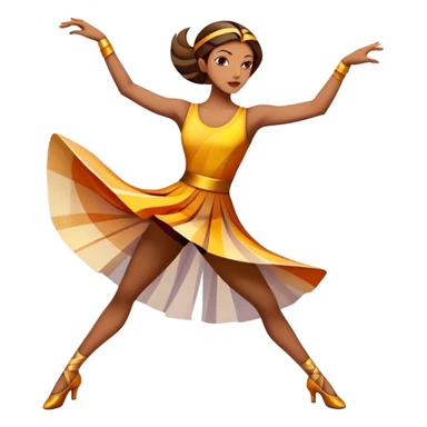Icon for Contemporary Dance: bright modern clothing, abstract shapes, movement lines, and stage lighting with spotlights. The icon should convey the expressive and dynamic nature of contemporary dance, focusing on style and energy. Transparent background. sticker