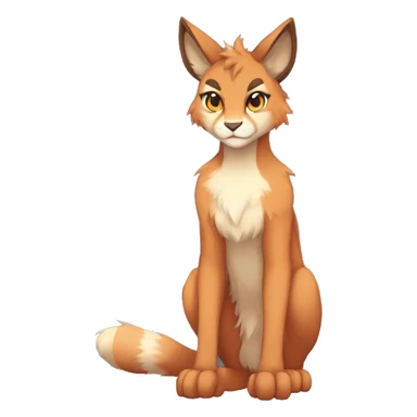 Anthro Beige-Orange-Brown Furry-Sona-Fakemon Lynx-Caracal Full Body sticker