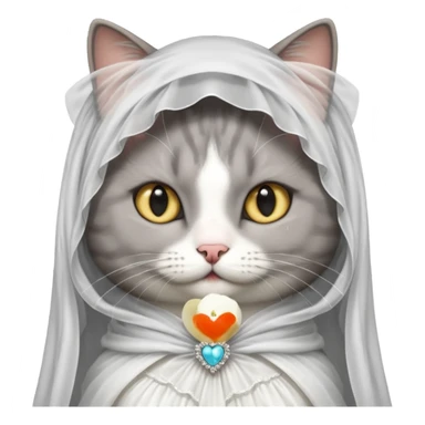 gray cat bride  sticker