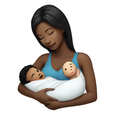 mom holding newborn baby girl with blue eyes white skin black hair and white skin newborn sticker
