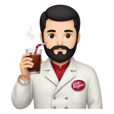 Schwarze Haare, Braune Augen, Koch mit Kochjacke, Vollbart, Seitenscheitel, Trinkt gerne DR Pepper  sticker