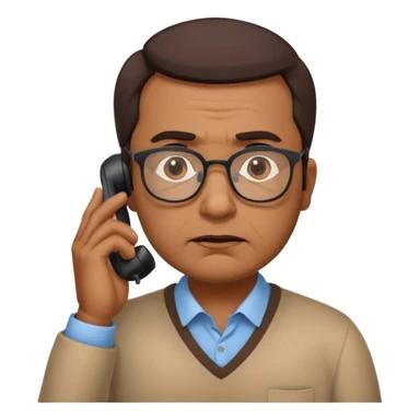 generate an indian dad, talking on call. looking upset sticker