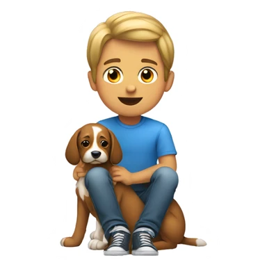 young guy with a dog on his lap sticker