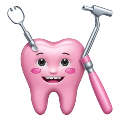 Pink dentist tools sticker