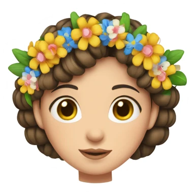 a brunette girl with a braid in a Ukrainian embroidered shirt and a wreath of flowers on her head sticker