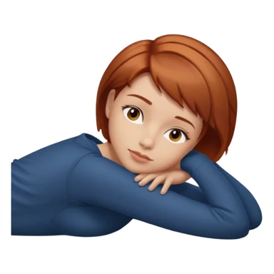 a woman, alone, short hair, light skin, auburn hair, laying on her side, facing away. do not include other people, faces, or characters sticker