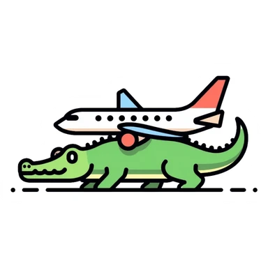 crocodile with airplane body sticker