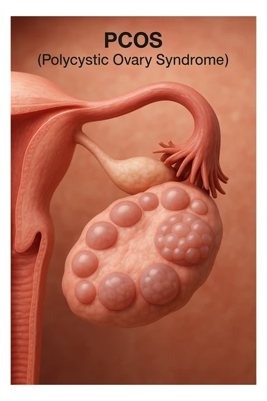 Ovulazione assente  in 3D immagine medica donna pcos sticker