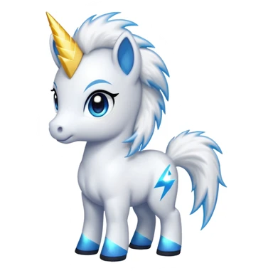 small chibi pony with Pokémon-like features, lightning bolt tail, bright colors sticker