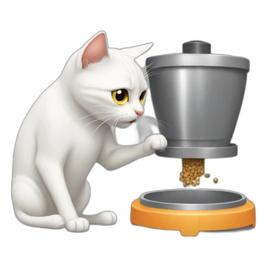 A cat fighting with a pet feeder machine sticker