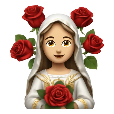 Sainte Terese of Lisieux avec bouquet de Roses rouges vrai visage de Sainte Thérèse de Lisieux française vue de 3/4 sticker