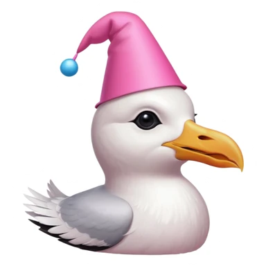 A seagull head with a party hat, without the body sticker