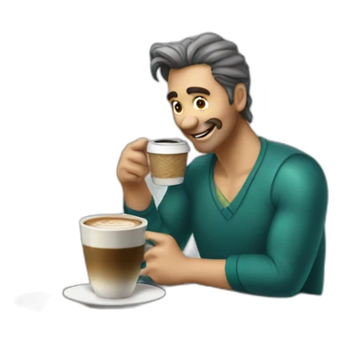 talkative man mermaid with a coffee sticker