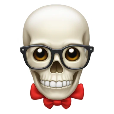 Generate a Skull wearing clear Glasses and a red Bowtie on chest sticker