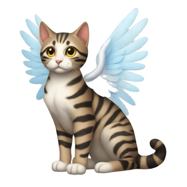 A striped cat with angel’s wings sticker
