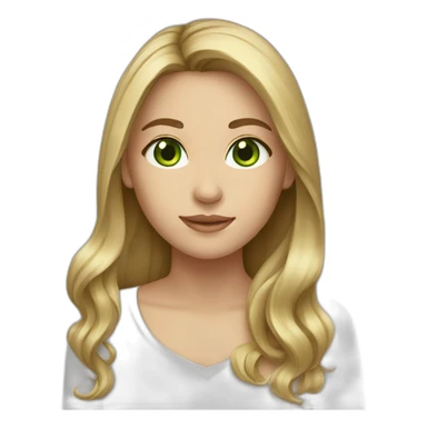 Brunette with blonde streaks long hair and green eyes sticker