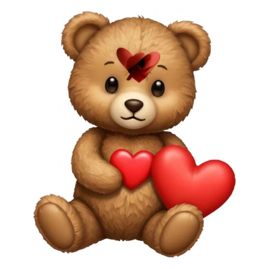 Teddy bear holding love sticker
