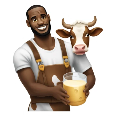 LeBron milking a cow sticker