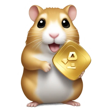 A hamster holding youtube gold play button award sticker