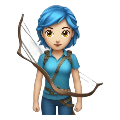 a girl hunter with a bow, blue, only head with horns sticker